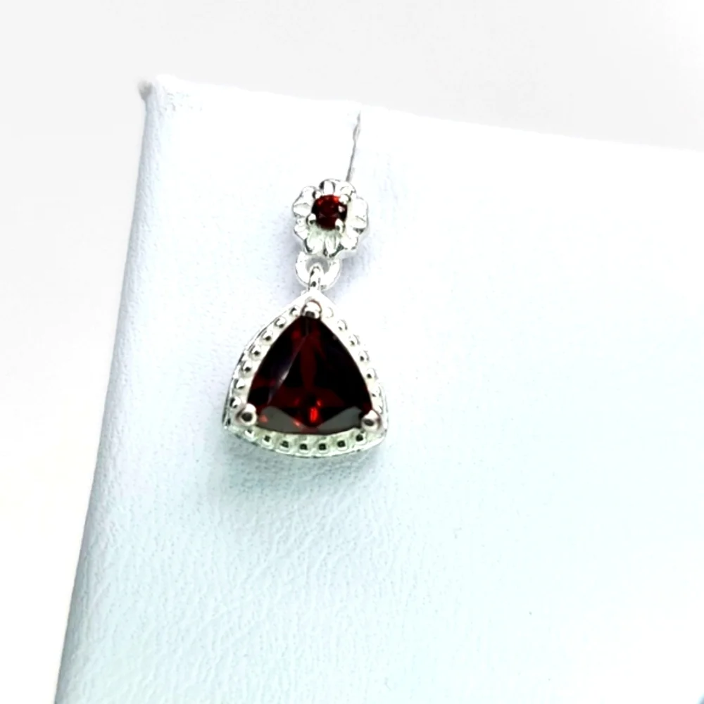Mozambique Garnet Trillion Cut Sterling Silver Earrings NWT